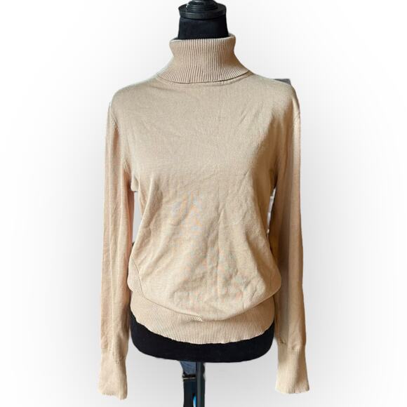 Telluride Women's Tan Knit Turtleneck Sweater with Side Ribbing Size Large - NWT - Picture 15 of 15